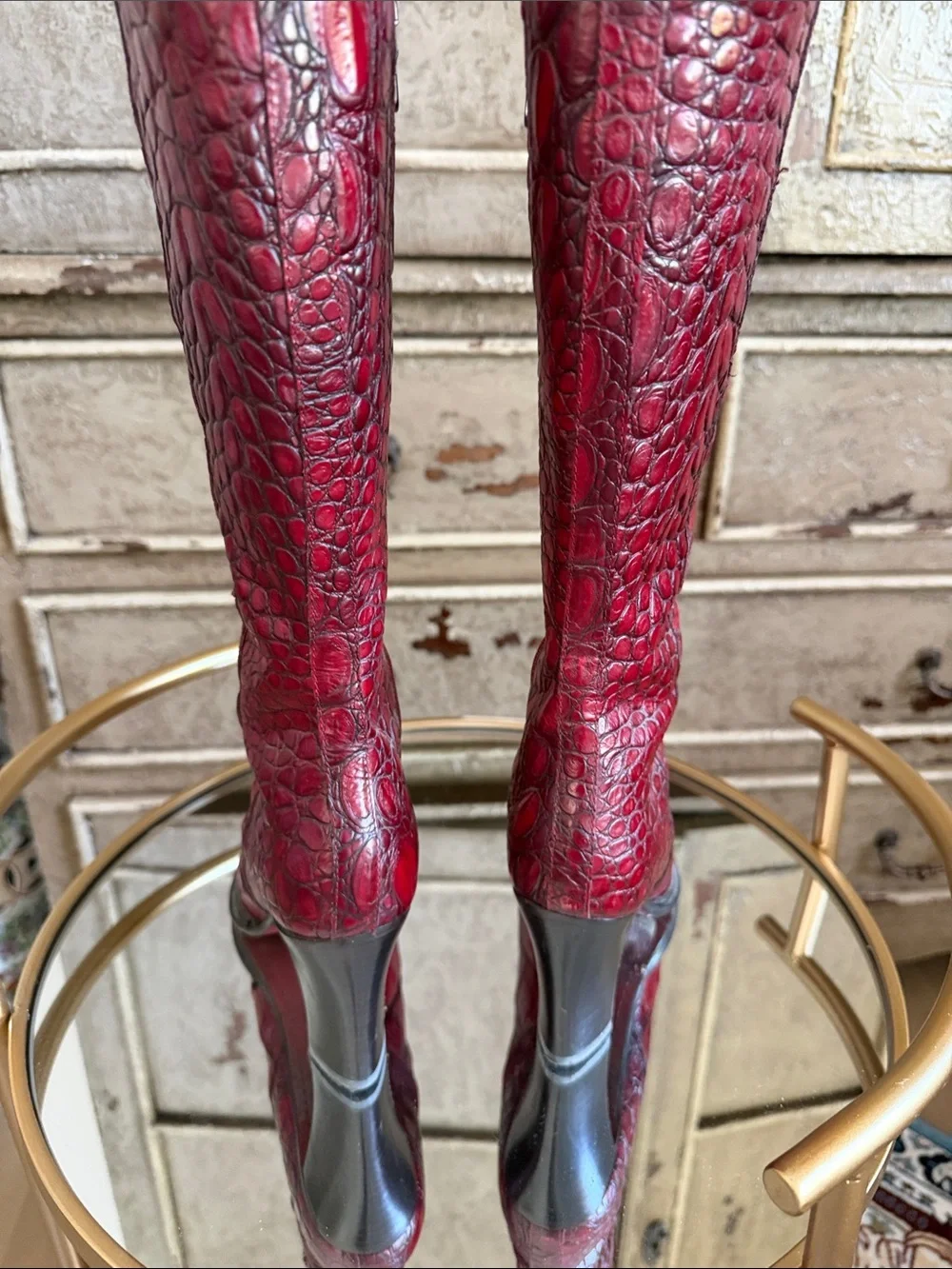 Women’s Red Croc-Embossed Boots